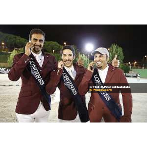 Team Qatar wins the Furusiyya Fei Nations Cup Jumping Final - Longines Challenge Cup Sheikh Ali Bin Khalid Al Thani,Khalid Mohammed Al Emadi and Ali Yousef Al Rumaihi Barcelona,25th sept. 2015 ph.Stefano Grasso
