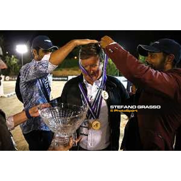 Team Qatar wins the Furusiyya Fei Nations Cup Jumping Final - Longines Challenge Cup Jan Tops is congratulated by his team Barcelona,25th sept. 2015 ph.Stefano Grasso