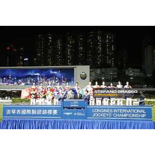 Longines International Jockeys\' Championship - Opening Ceremony - Mr Yeung Tak-Keung (Commissioner for Sports), Dr Anthony Chow (Chairman HKJC), Mr Winfried Engelbrecht-Bresges (CEO HKJC) and Ms Karen Au Yeung (VP of Longines HK) - Hong Kong, Happy Valley Racecourse - 4 December 2019 - ph.Stefano Grasso/Longines